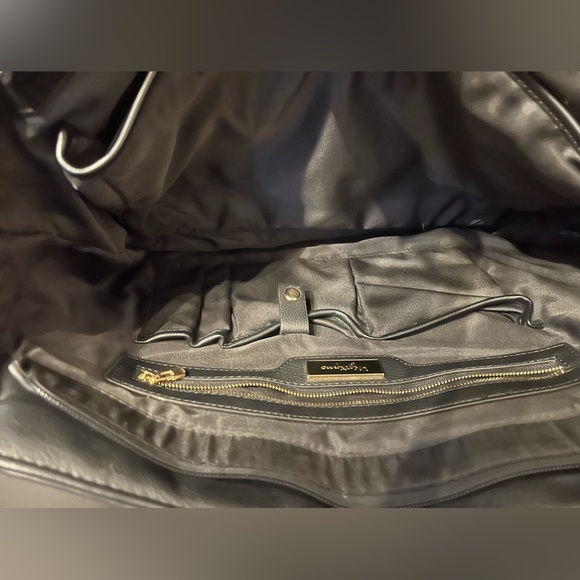 Miztique Black Organizer Shoulder-bag Purse with Gold accents. - Picture 3 of 8